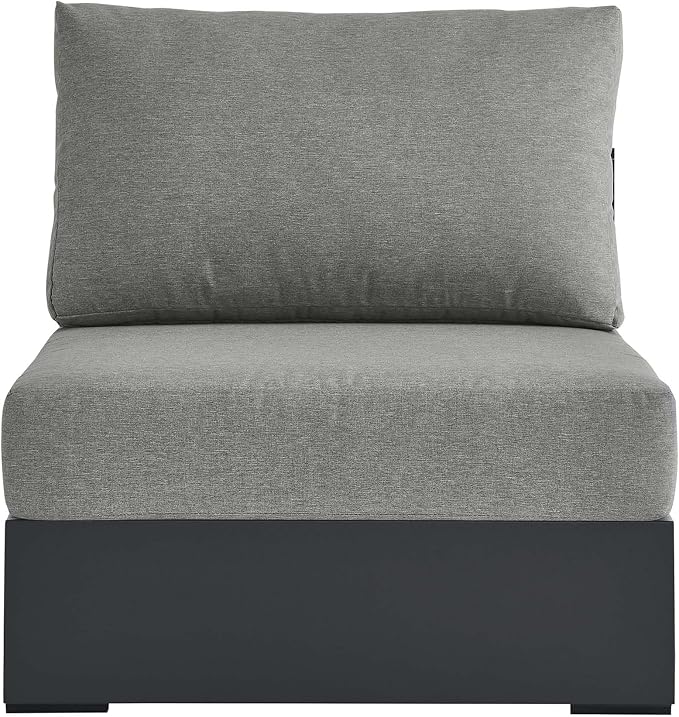 Modway Tahoe Aluminum Armless Patio Gray Modular Weather-Resistant Cushions-Perfect as Club Outdoor Lounge Chair
