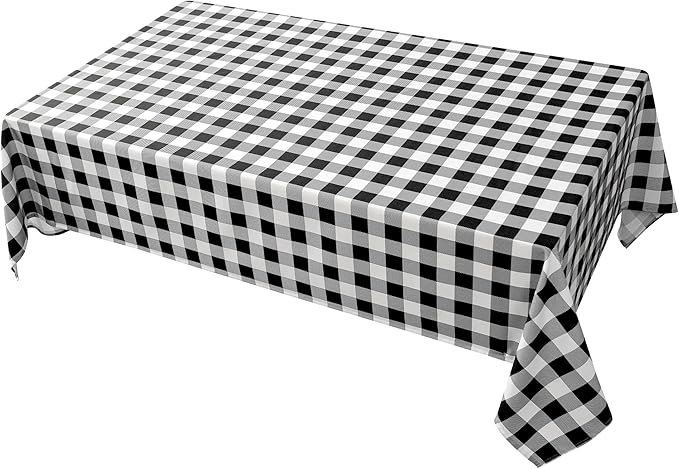 Waterproof Plaid Tablecloth Fabric - Square 58x58 Inch Classic Gingham Checker Table Cloth for Indoor/Outdoor Use - Buffalo Table Cover for Picnics, BBQs, and Parties
