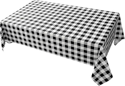 Classic Gingham Tablecloth Fabric - Oblong 58x120 Water Resistant Chequered Pattern Table Cloth for Indoor/Outdoor Use - Tabletop Cover for Birthday, Picnics, Gardens, and Parties