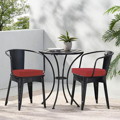 Topotdor Outdoor Chair Cushions Set of 2, 18"x18"x2" Waterproof Patio Chair Cushions for Outdoor Furniture, Round Corner Outdoor Seat Cushions Color Fastness Chair Pads with Ties, Bright Red