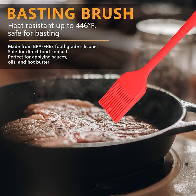 Basting Brush For Cooking, Pastry Brush For Baking, One Pieces Design, Dishwasher Safe, Heat resistant silicone basting brush, Cooking Brush For Oil and Sauce