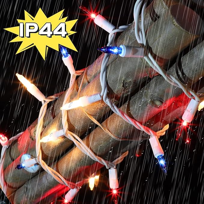 Red White and Blue Mini String Lights, 31.9FT 150 Lights 4th of July Patriotic Lights White Wire, Red White Blue Fairy Lights for Indoor Outdoor Independence Day Memorial Day Tree Decoration