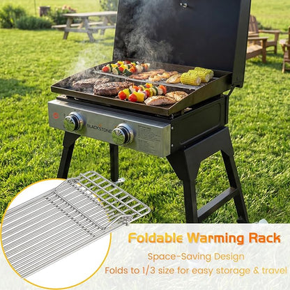 Grill Rack for Blackstone Griddle Warming Grid Taco Hot Dog Racks Upper Shelf for Weber Pit Boss Nexgrill Tabletop Flat Top BBQ Cooking Grilling Parts Stainless Steel Adjustable Warm Grates