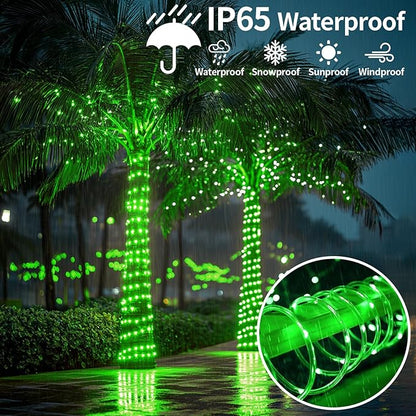 LairtPOW Solar Rope Lights, 39FT 100LEDs Outdoor Solar Strip Lights,IP65 Waterproof Outdoor Led String Lights with 8 Lighting Modes for Garden Yard Christmas Holiday Palm Tree Decoration (Green)