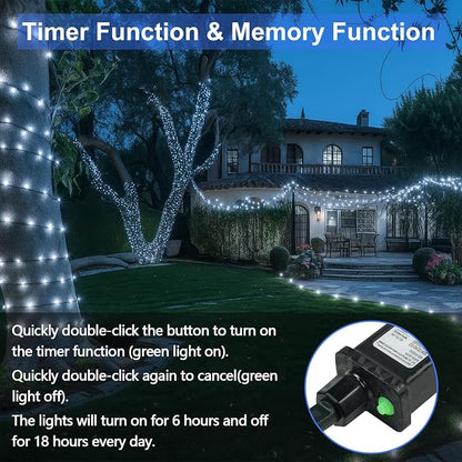 800 LED String Lights, 272FT Super-Long Christmas Lights Outdoor Indoor | Cool White, 13 Modes, Timer, Clear Wire Waterproof Twinkle Fairy Lights Plug in for Bedroom Classroom Patio Xmas Tree Decor