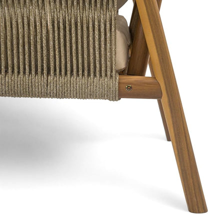 Christopher Knight Home Posey Acacia Wood Lounge Chair Outdoor Set of 2 with Removable Cushion, Solid Wood Patio Accent Chair, Patio Furniture Set Sofa Chair, Teak+Beige