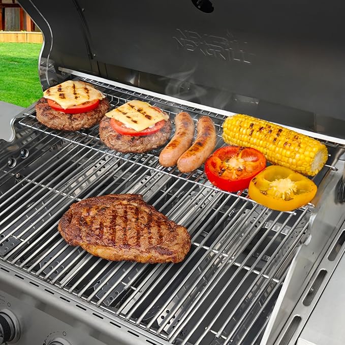 Utheer Stainless Steel Warming Rack for Nexgrill 720-0882A 720-0882 Gas Grill, 28.6" × 7.2" Stainless Steel Upper Warming Rack Replacement for Nexgrill 5 Burner Grill