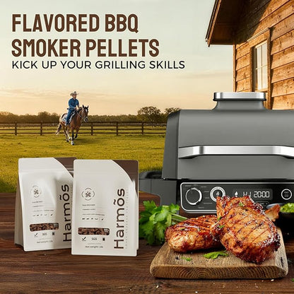 Harmos 4 Wood Pellet: Texas/Ninja BBQ, Hardwood Pellets for Smokers, 2 Sealed Packs