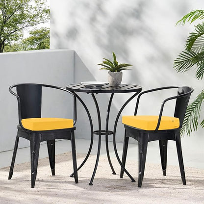 Topotdor Outdoor Chair Cushions Set of 2, 17"x16"x2" Waterproof Patio Chair Cushions for Outdoor Furniture, Round Corner Outdoor Seat Cushions Color Fastness Chair Pads with Ties, Yellow