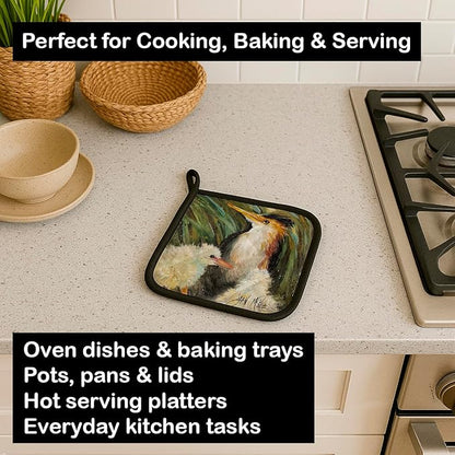 Caroline's Treasures JMK1225PTHD Happy Family Pair of Pot Holders Kitchen Heat Resistant Pot Holders Sets Oven Hot Pads for Cooking Baking BBQ, 7 1/2 x 7 1/2