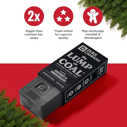 Duke Cannon Big Brick of Soap Holiday 4-Pack for Men – 10 oz Each – Long-Lasting Triple-Milled Bar Soaps in Holiday Scents: Lump of Coal, Illegally Cut Pine, Santa's Pipe Smoke, White Elephant