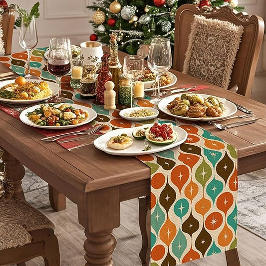 Mid Century Table Runner,Dining Decor for Kitchen Coffee Table Family Dinners Holiday Parties Wedding Events Decor(13x72 inch)