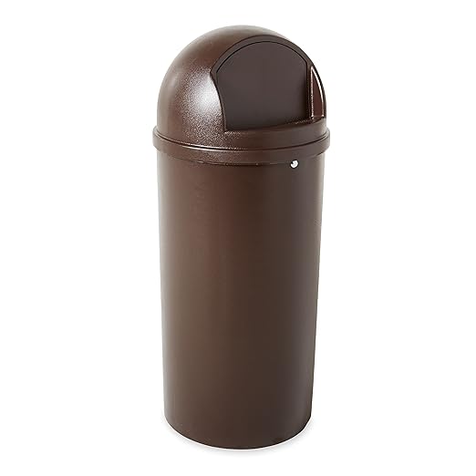 Rubbermaid Commercial Marshal Products Classic Outdoor/Indoor Trash Can with Lid, Round, 15-Gallon, Brown, Garbage Container/Waste Basket for Lobby/Office/Restroom/Restaurant/School