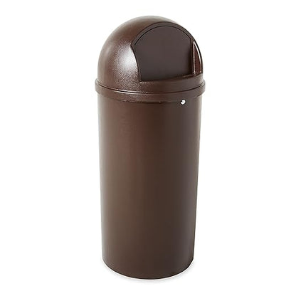 Rubbermaid Commercial Marshal Products Classic Outdoor/Indoor Trash Can with Lid, Round, 15-Gallon, Brown, Garbage Container/Waste Basket for Lobby/Office/Restroom/Restaurant/School