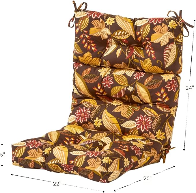 Greendale Home Fashions Outdoor 44 x 22-inch High Back Chair Cushion, Set of 1, Russet Floral