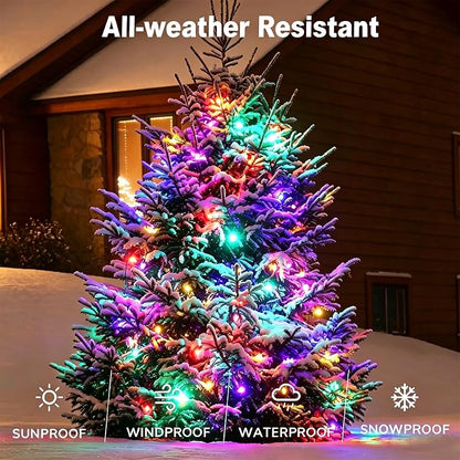 Solar String Strawberry Lights Outdoor 2 Pack 200 LED 80Ft Multi-Color Christmas Fairy Lights with 8 Lighting Modes, Waterproof Solar Lights Outdoor for Garden Christmas Wedding Xmas Tree Decoration