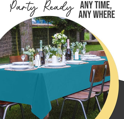 Exquisite 66% Thicker Premium Plastic Table Cloth Rectangle Table Cover 0.5 Mil 24 Pack Turquoise Table Cloth 54 Inch x 108 Inch Disposable Tablecloth Won't Tear Easily Like Cheap Thin Brands