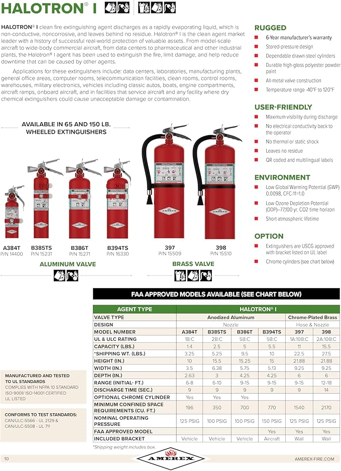 Amerex B386T Halotron I Class B:C (5 lb) Fire Extinguisher