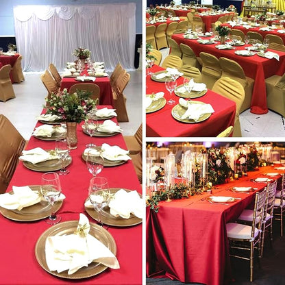 8 Pack Red Tablecloth 60 x 102 Inch Rectangle for 6 Foot Tables | Wrinkle Resistant, Washable Polyester Fabric, Rectangular Table Cloth for Wedding Party Banquet Buffet and Camping