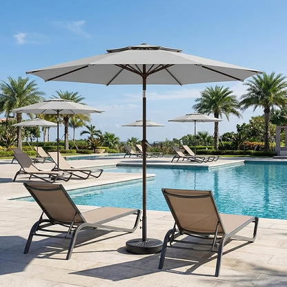 Patio Umbrella, 2 Tier Outdoor Table Umbrella, Large Vented Market Umbrellas with Push Button Tilt and Crank, 8 Sturdy Ribs for Backyard, Deck, Pool, UPF50+ UV Protection