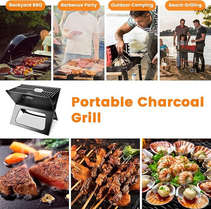 Portable Barbecue Grill, BBQ Charcoal Grill, Foldable Charcoal Grill BBQ Tool for Camping Picnics Garden Beach Party Outdoor Travel (170Sq.in)