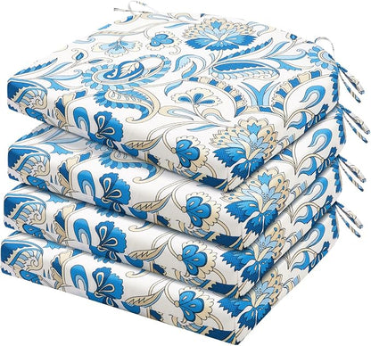 HARBOREST Outdoor Chair Cushions Set of 4, Water Resistant Patio Chair Cushions with Ties, Outdoor Seat Cushions for Patio Furniture, 17"x16"x2", Blue Butterfly