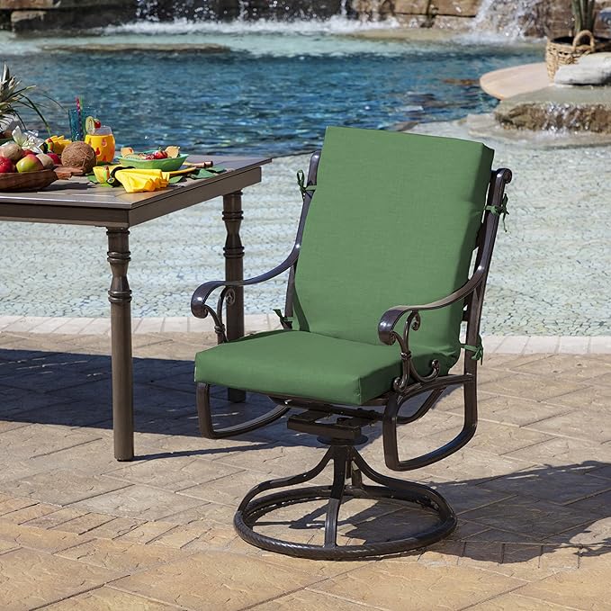 Arden 4-Pack Outdoor Patio Dining Chair Cushion, 20x44, Rain-Proof Seat Pad, Fade-Resistant Outdoor Cushion Bright Moss Green Leala