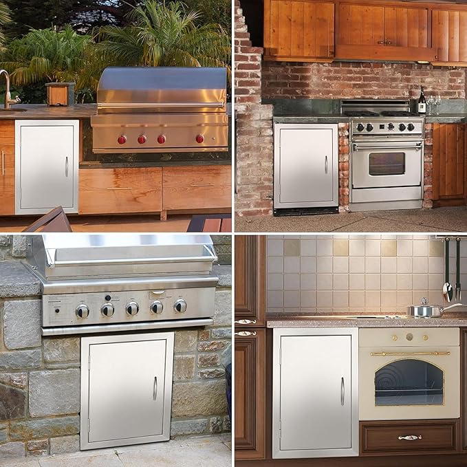 BBQ Future 17W x 24H Outdoor Kitchen Access Door, Stainless Steel Cabinets Vertical Grill Single Door for Grilling Station or Commercial BBQ Island, Outside Grill Door with Magnet