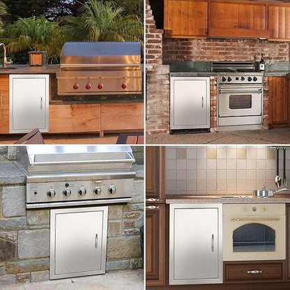 BBQ Future 17W x 24H Outdoor Kitchen Access Door, Stainless Steel Cabinets Vertical Grill Single Door for Grilling Station or Commercial BBQ Island, Outside Grill Door with Magnet
