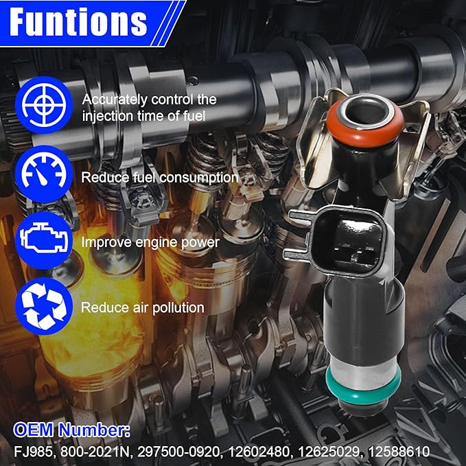 Fuel Injectors Set of 4 Compatible with Chevy Malibu 2008-2012, Cobalt 2008-2010, HHR 2008, Pontiac G5 2008, G6 2008-2010, Saturn Aura Sky Vue 2.2L 2.4L Replace FJ985 800-2021N