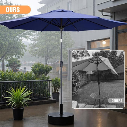 Outdoor Patio Umbrella, Table Umbrella with Push Button Tilt and Crank, 8 Ribs Market Umbrella