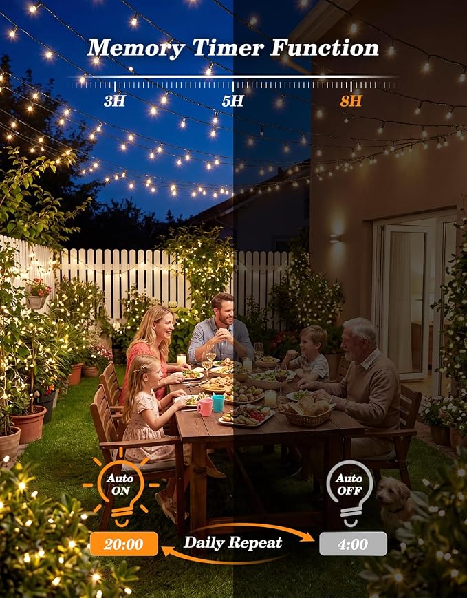 LitHome 2 Pack Solar String Lights Outdoor with Remote, Total 200LED 66FT | Solar Christmas Lights Waterproof, 8 Mode String Light for Xmas Patio Garden Party Yard Tree Decor, Warm White & Cool White