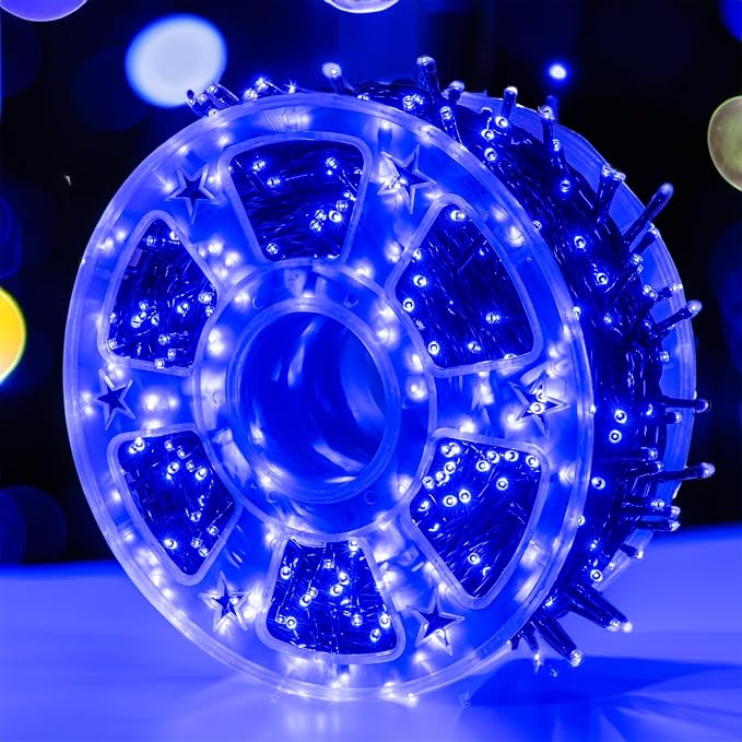 Dazzle Bright Outdoor Christmas String Lights, 1000 LED 328 FT Plug in Fairy Light with Remote Control 8 Modes & Timer, Waterproof Decoration for Home Garden Yard Xmas Wedding, Blue
