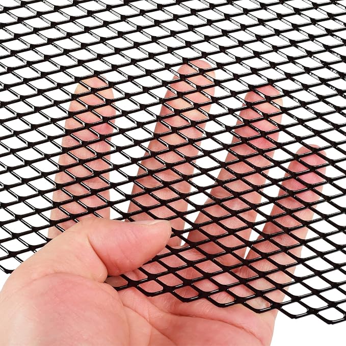 AggAuto Universal 40"x13" Car Grill Mesh 6x12mm Rhombic Hole Black | Aluminum Alloy Automotive Grille Insert Bumper, One of the Most Multifunctional Shape Grids 100x33cm