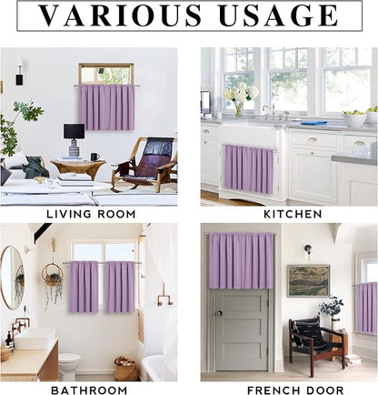 RYB HOME Bedroom Curtains Solid Blackout Panels Rod Pocket Thermal Insulated Window Drapes for Living Room, 42 Width x 63 inch Length 2 Panels Set, Lilac