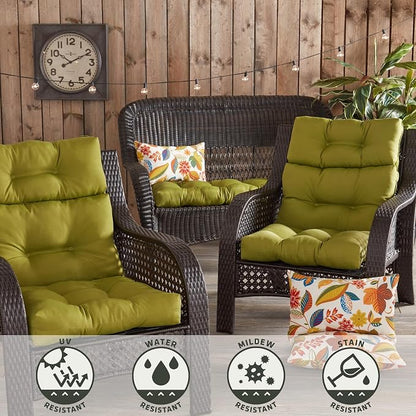 Greendale Home Fashions Outdoor 44 x 22-inch High Back Chair Cushion, Set of 1, Lime
