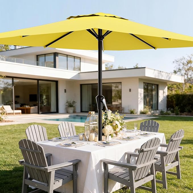 AreShark 8' x 10' Rectangle Patio Umbrellas for Outdoor, Outdoor Table Umbrella, Large Outdoor Patio Umbrellas with 8 Sturdy Ribs for Pool, Garden, Market (Yellow)