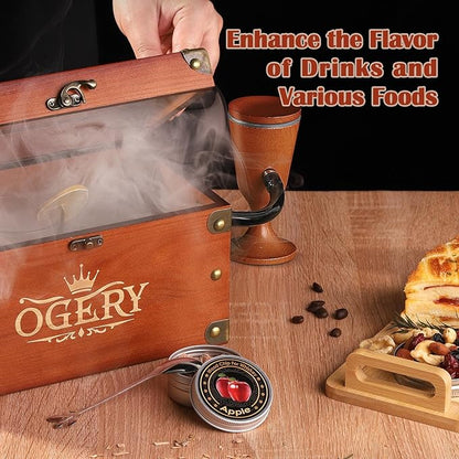 OGERY Cocktail Smoker Kit, Whiskey Smoker Kit with Smoking Gun, Old Fashioned Bourbon Smoker Box and 4 Flavors Wood Chips, Unique Anniversary Birthday Gifts for Men, Dad, Husband (No Butane)