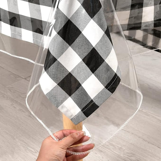 XWZO Clear Plastic Tablecloth Rectangle - 100% Waterproof Oilproof Stain Resistant Wipeable Vinyl Table Cloth, Transparent Cover Protector for Dining, Parties, 70 x 140 Inch