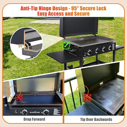 Upgraded Griddle Lid for Blackstone 36 inch Griddle, Hinged Lid Griddle Hard Cover for Blackstone 1554 1836 1825 1818 1565 1866 1984 1560 1863 2122, Heat Resistant Hard Top Lid Cover for Black Stone