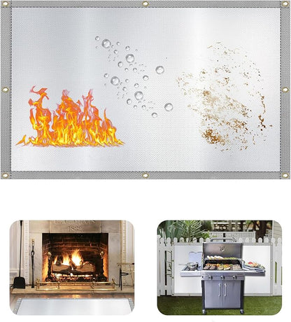 Heat Shield Behind Grill Silver Fireproof Cover and Screen Protect Deck Railing from Grill Heat Shield for Wood Stove, 3’x2’ Wall Protector for Fridge Waterproof BBQ Mat UV Resistant Privacy Screen