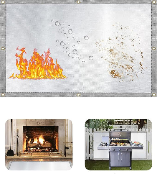 Heat Shield Behind Grill Silver Fireproof Cover and Screen Protect Deck Railing from Grill Heat Shield for Wood Stove, 3’x2’ Wall Protector for Fridge Waterproof BBQ Mat UV Resistant Privacy Screen