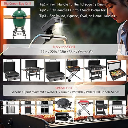 Solar/USB-C Grill Lights for Outdoor Grill | Compatible with Blackstone/Weber/Big Green Egg, Rechargeable LED Work Light, Gifts for Men, BBQ Accessories