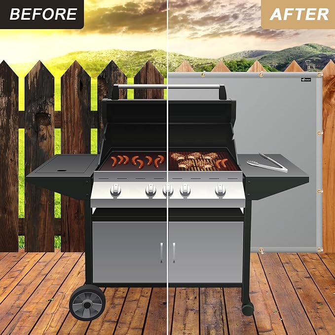 Heat Shield Behind Grill Heat Shield Mat for Deck Fence, Railing, Grill and Refrigerator, Heavy Duty Fireproof Cover and Screen Protect Deck Railing from Grill, 3'x6'