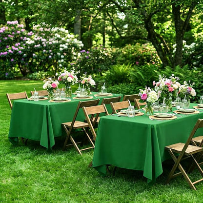 8 Pack Green Rectangle Table Cloth 60 x 126 Inch For 8 Foot Tables | Wrinkle Resistant Tablecloth, Washable Polyester Fabric, Rectangular Tablecloth for Wedding Party Banquet Buffet