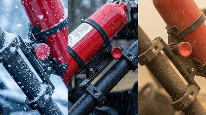 UTV Fire Extinguisher Mount Kit - Aluminum Adjustable Quick Release Roll Bar Car Fire Extinguisher Bracket Holder for 1.75-2in Roll Bar UTV Compatible with Polaris RZR SXS Ranger Camper Can-Am