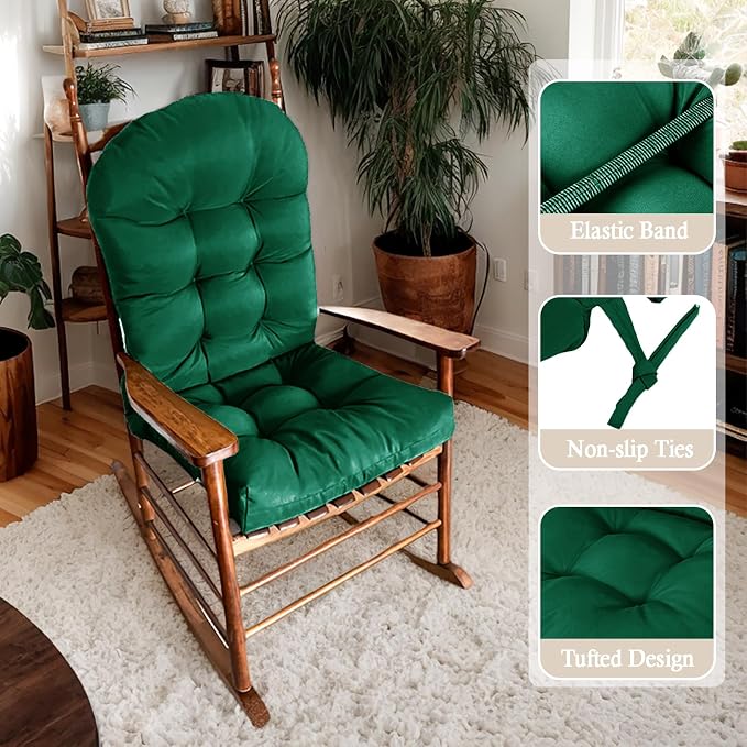 Adirondack Chair Seat Cushion for Outdoor Patio Wicker Porch Furniture | Waterproof cover with straps, PP cotton, high back thick seat pad for adirondack rocking chair lawn indoor outdoor 44x19x4