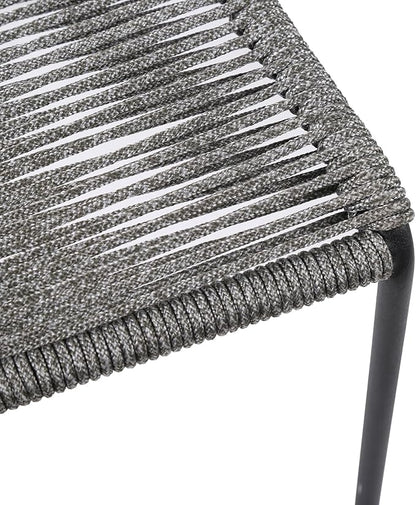Armen Living Clip Modern Indoor Outdoor Patio Stackable Steel Dining Chair with Grey Rope - Set of 2