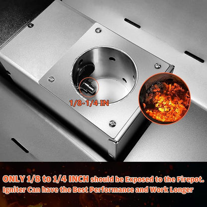 QuliMetal 304 Stainless Steel Fire Burn Pot & Hot Rod Ignitor Kit – Replacement Parts for Traeger & Pit Boss Wood Pellet Grill Smoker, Durable Fire Pot with Ash Remover, Screws and Fuse, Easy Install