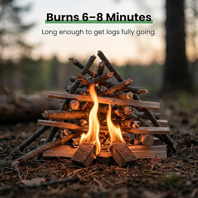 Fire Starter Squares for Campfire: Natural Fire Starters Cubes - Quick Ignition Odorless Firestarter Blocks for Grills BBQ Outdoor Firepits Fireplaces & Wood Stoves - 216 pcs